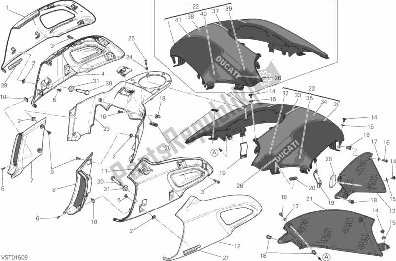 Alle onderdelen voor de Deksels, Tank van de Ducati Diavel Carbon FL Thailand 1200 2016